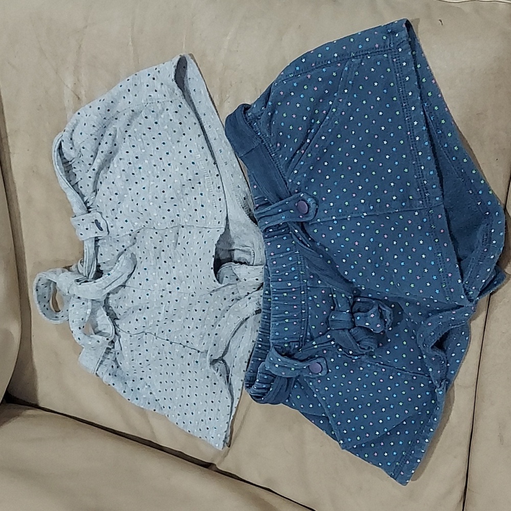 2 pair Y2K one clothing star pattern stretch shorts navy blue/ gray size S